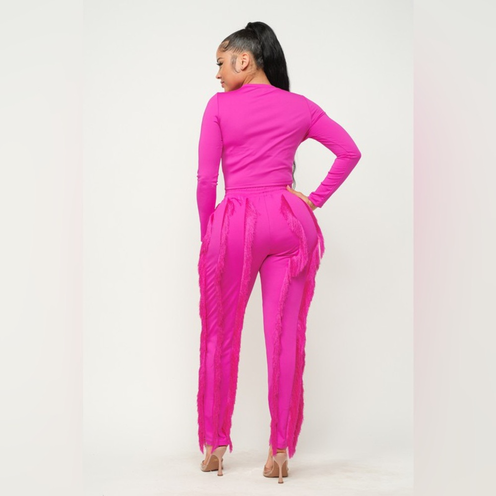 Pretty In Pink Fringe Pant Set - Picture 4 of 5